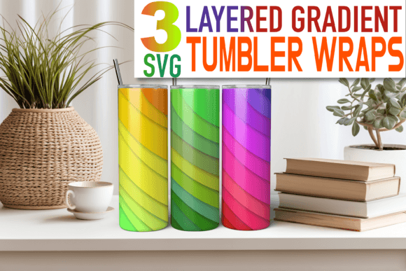 3 SVG Layered Gradient Tumbler Wraps for Crafts Graphics