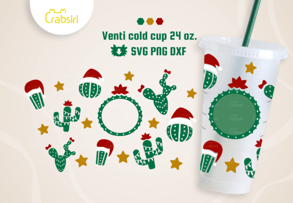 Cactus Christmas Venti 24oz SVG Graphics for Crafts