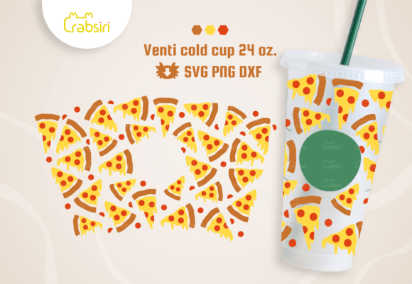 Cheese Pizza Venti Cold Cup 24oz SVG Graphics Crafts