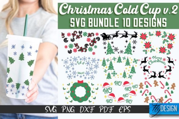 Christmas Cold Cup Christmas Wrap SVG: Graphics & Crafts