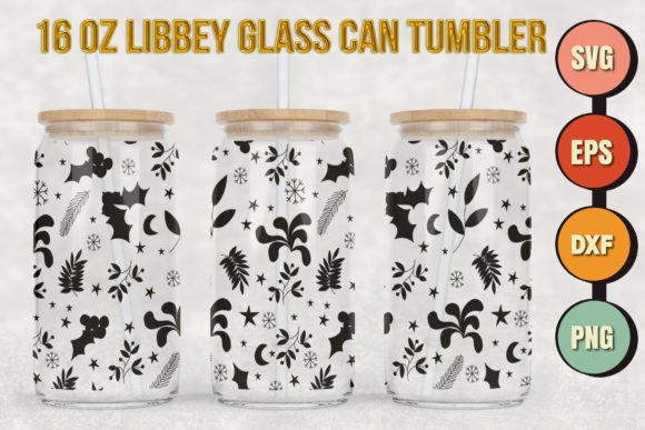 Christmas Flowers SVG for Libbey Glass & Print Templates