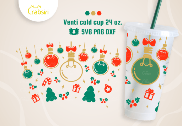 Christmas Light Venti Cold Cup SVG for Crafts & Graphics