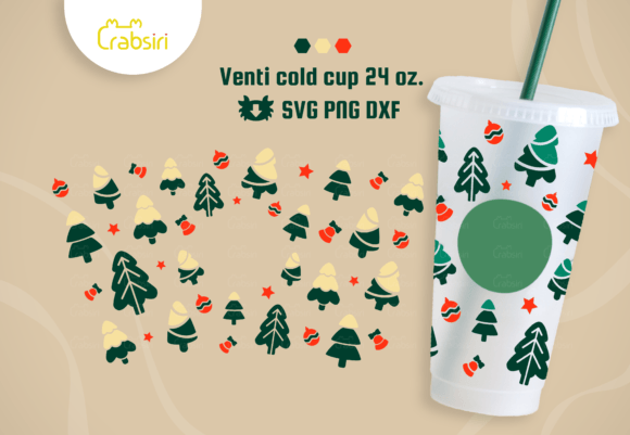 Christmas Tree Venti Cold Cup SVG for Crafts & Graphics