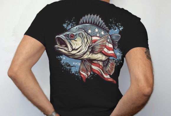 Cool Fishing Png, American Flag USA Png