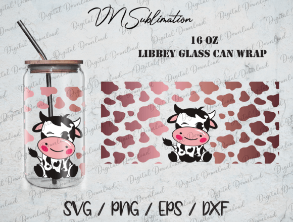 Cow Baby 16oz Tumbler Wrap SVG for Crafts & Graphics
