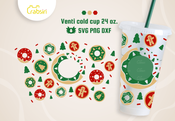 Donuts Christmas Venti Cold Cup 24oz SVG