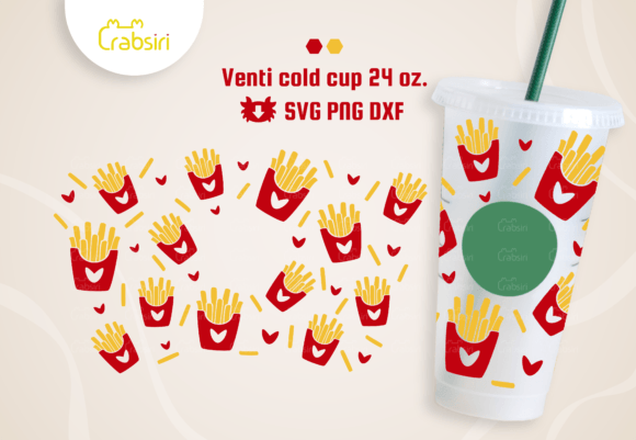 French Fries Venti Cold Cup 24oz SVG: A Graphic for Crafts
