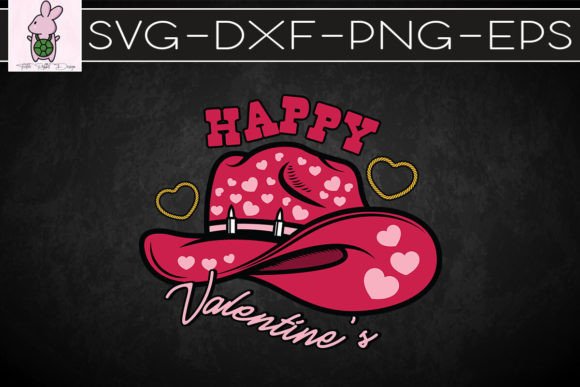 Happy Valentine's Day Western Hat Graphics for Crafts