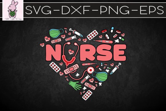 Nurse Hear Shape Valentine Doodle: Crafts & Graphics Asset