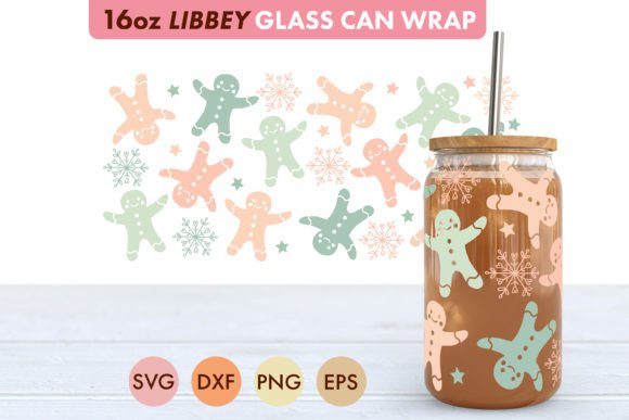 Pastel Gingerbread Men SVG for 16 Oz Libbey: Graphics & Crafts