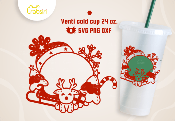 Reindeer Christmas Cold Cup 24oz SVG: Graphics & Crafts