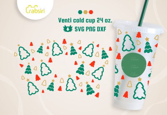 Simple Christmas Tree Cold Cup 24oz SVG: Graphics & Crafts