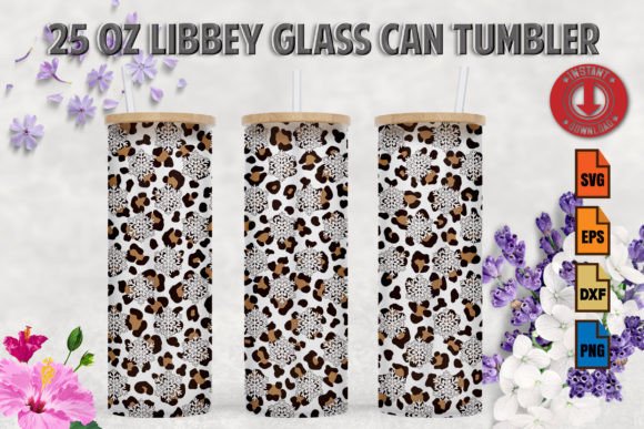 Snowflake Leopard 25oz Frosted Glass Tum Graphics