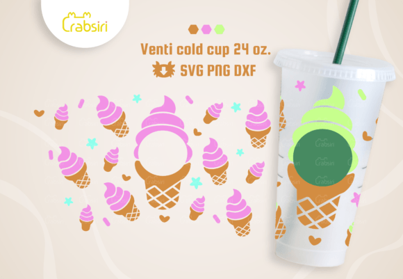 Soft Serve Ice Cream Cold Cup 24oz SVG: Graphics & Crafts