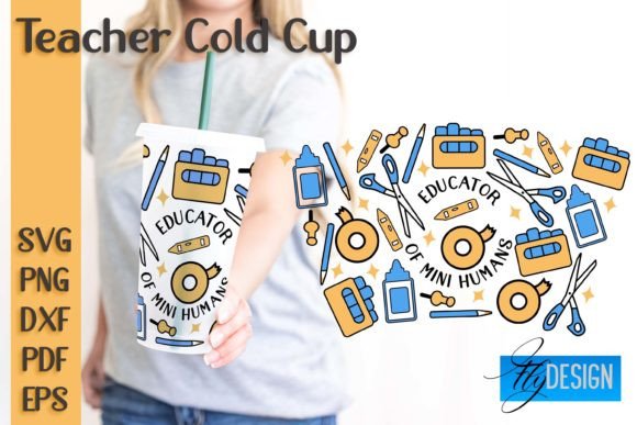 Teacher SVG Cold Cup Wrap Graphics for Crafts